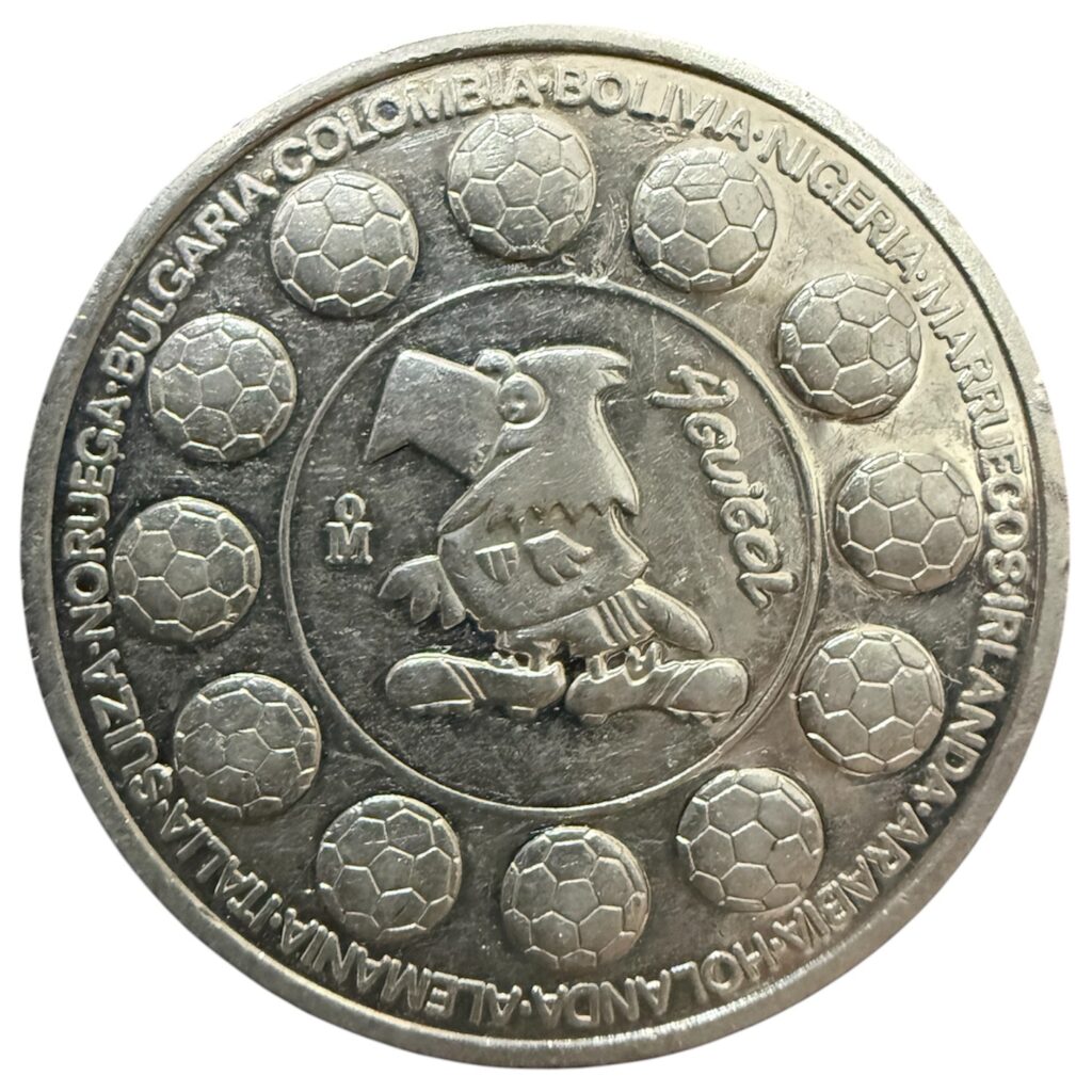 Medalla Aguigol Plata ½ Oz Plata .999 Mo. Selección Mexicana de Fútbol Mundial USA 1994