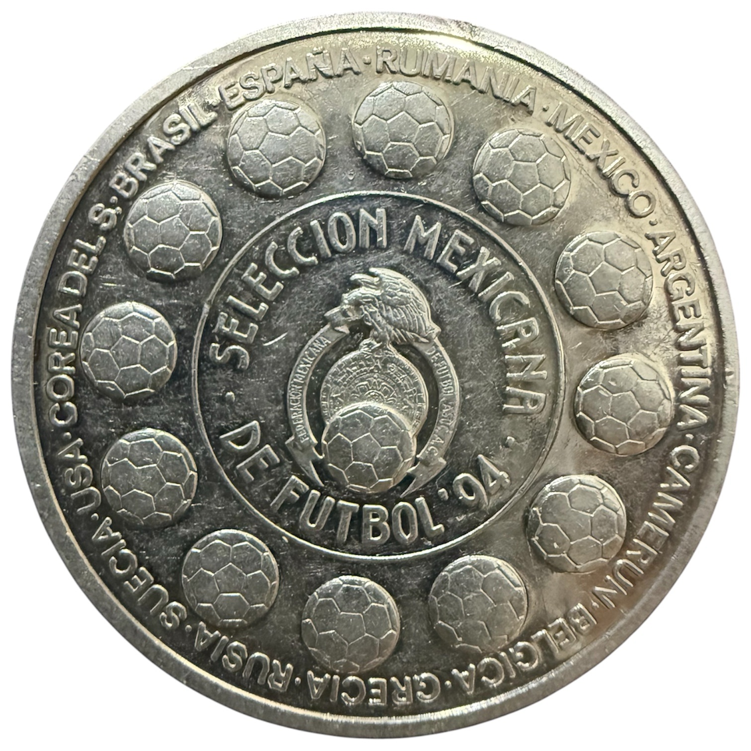 Medalla Aguigol Plata ½ Oz Plata .999 Mo. Selección Mexicana de Fútbol Mundial USA 1994 2 Medalla Aguigol Plata ½ Oz Plata .999 Mo. Selección Mexicana de Fútbol Mundial USA 1994 - Image 2