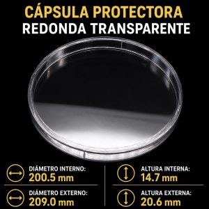 Cápsula Protectora Redonda Transparente 200.5 mm para Monedas, Medallas y Piezas de Colección Grande