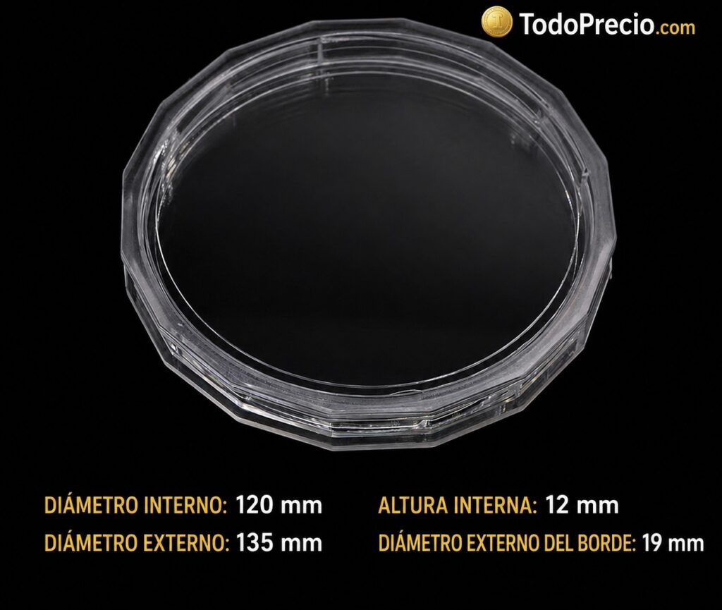 Cápsula Protectora Redonda Grande Transparente 120 mm con Tapa de Rosca