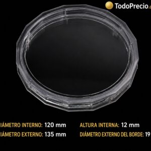 Cápsula Protectora Redonda Grande Transparente 120 mm con Tapa de Rosca