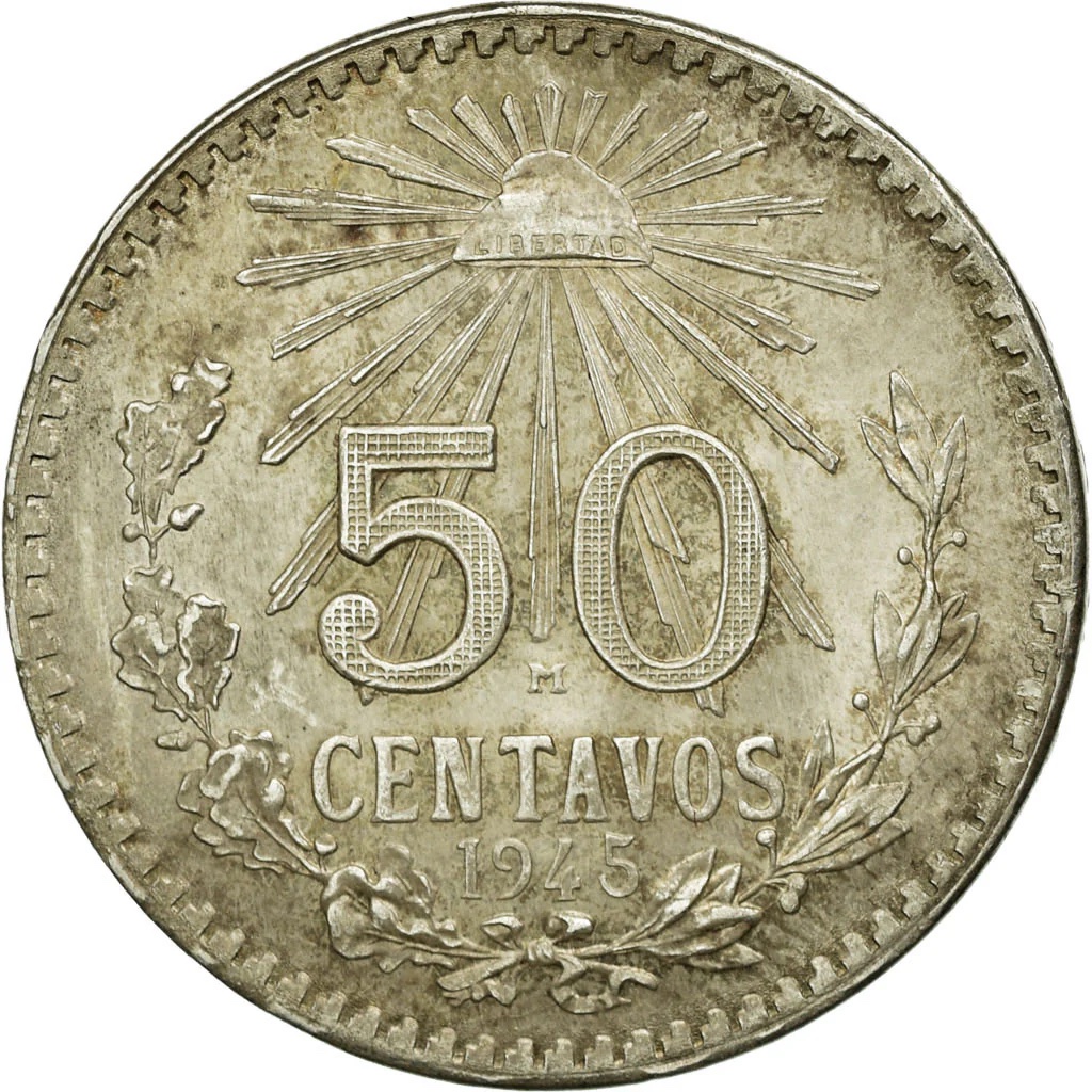 50 Centavos Resplandor de Plata 1919–1945 | México | Ley .720 1 50 Centavos Resplandor de Plata 1919–1945 | México | Ley .720