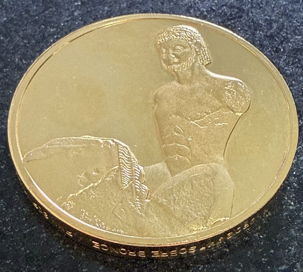 Medalla Caballero Rampin Bronce Baño Oro 24K 80 g