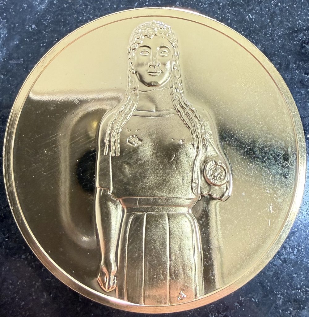 Medalla Kore del Peplo 1984 Franklin Mint Bronce Oro 24K