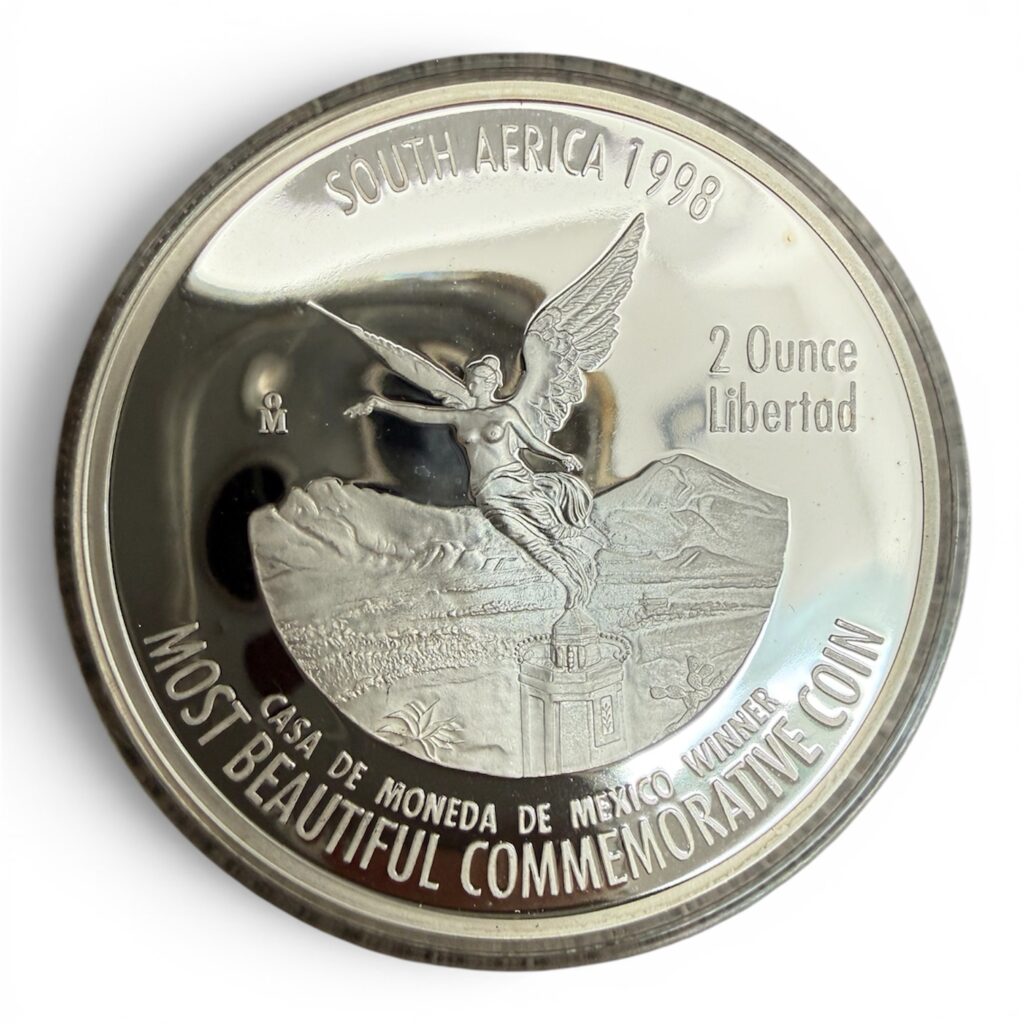 2 Onzas Plata Libertad 1998 South Africa Premio Mundial Mo.