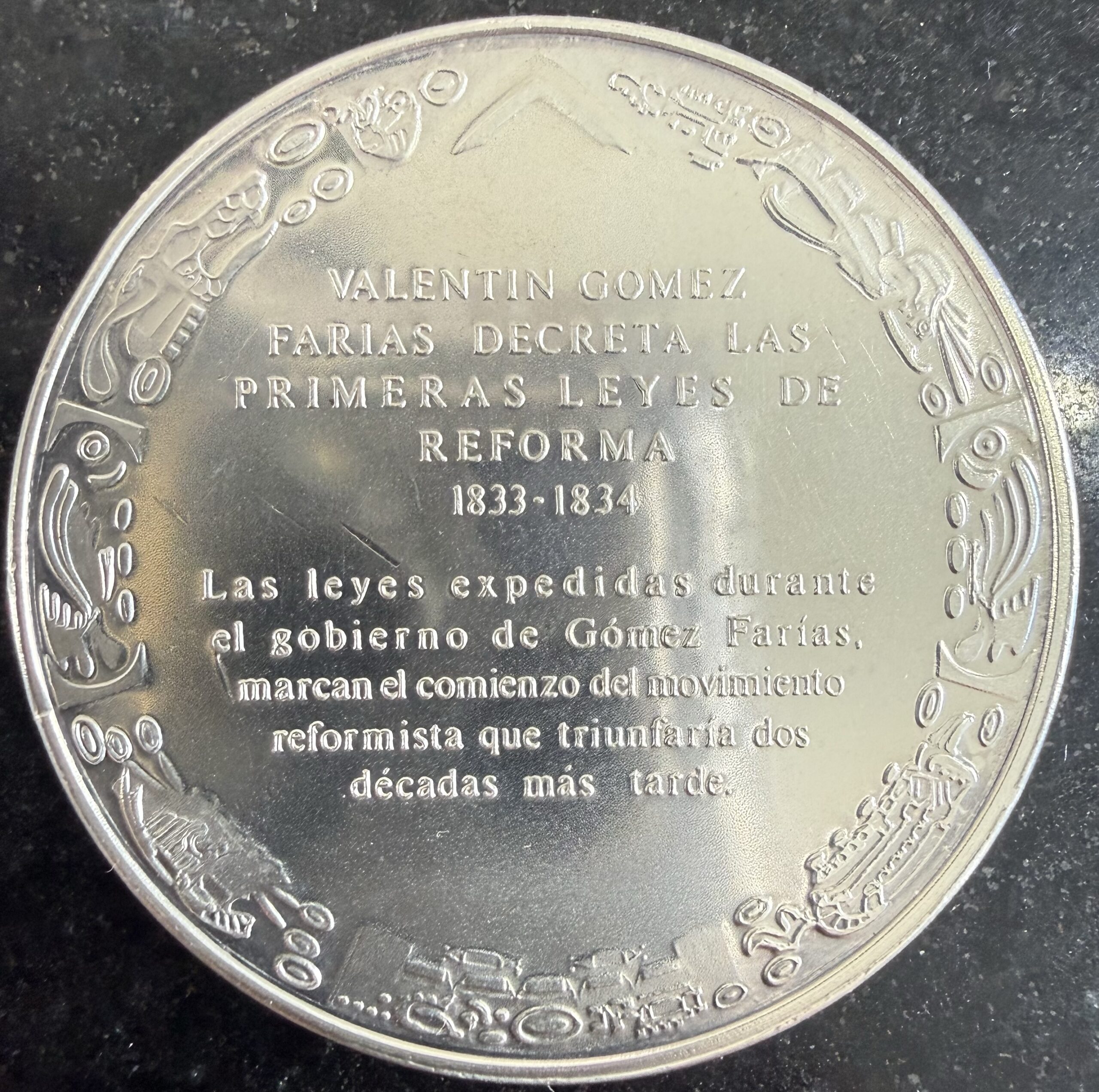 Medalla Valentín Gómez Farías Plata .925 48 g 1971 2 Medalla Valentín Gómez Farías Plata .925 48 g 1971 - Image 2