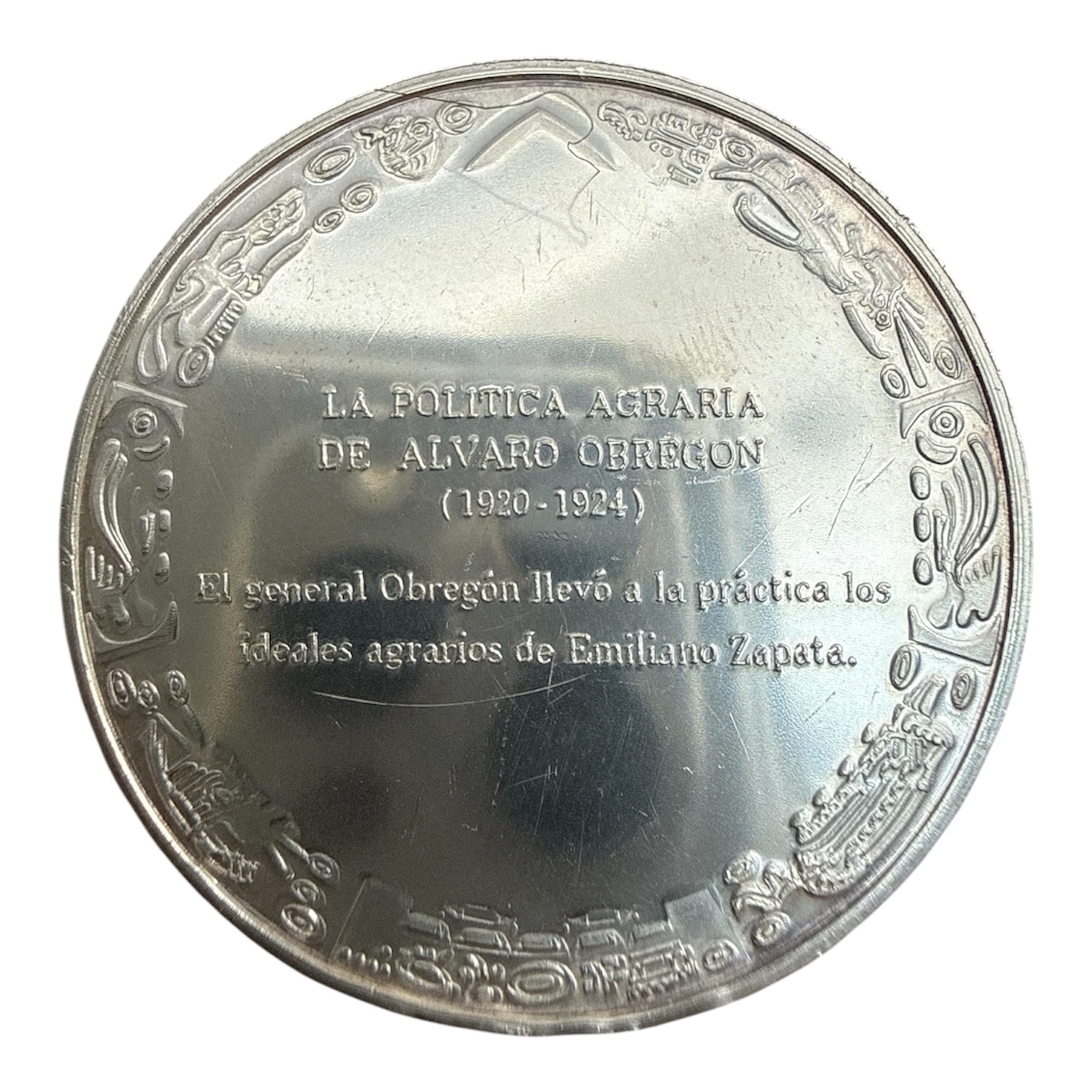 Medalla Plata .925 La Política Agraria de Álvaro Obregón 2 Medalla Plata .925 La Política Agraria de Álvaro Obregón - Image 2