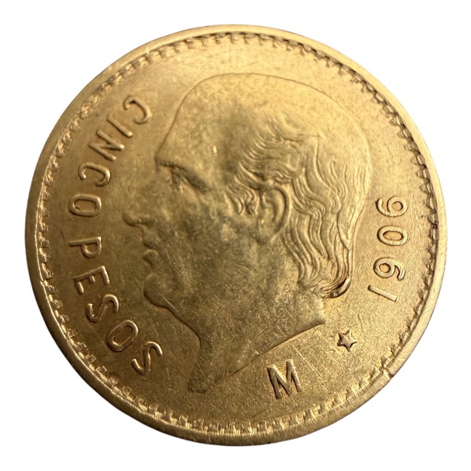 5 Pesos Oro Hidalgo 1906 Mo. Ley 0.900 4.16 gr 1 5 Pesos Oro Hidalgo 1906 Mo. Ley 0.900 4.16 gr