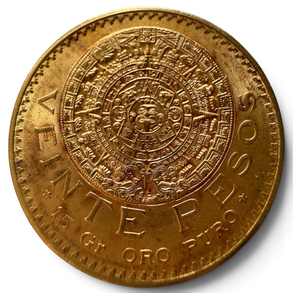 20 Pesos Oro Calendario Azteca Ley .900  México 1921/11 Sobrefecha