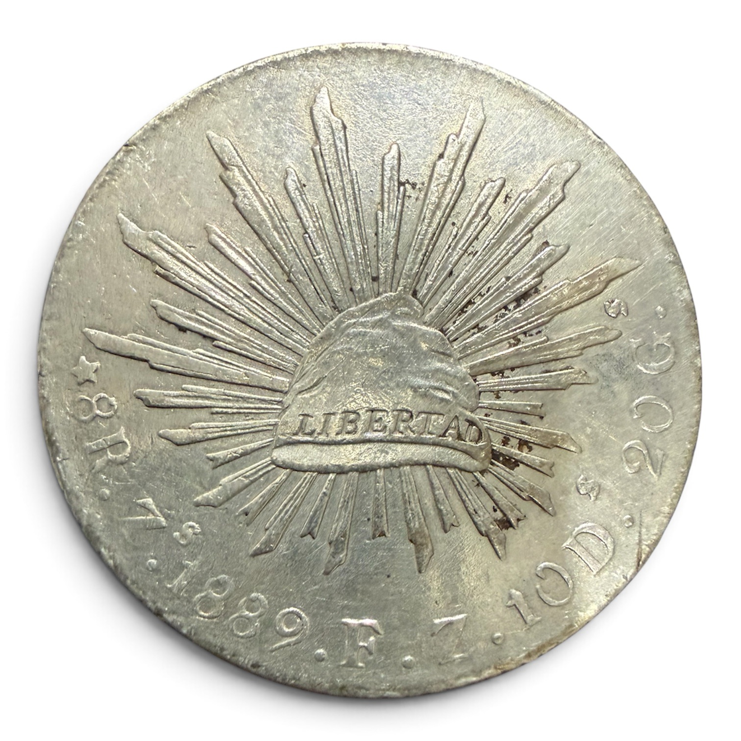 8 Reales 1889 Zs Fz Plata 0.903 República Mexicana 1 8 Reales 1889 Zs Fz Plata 0.903 República Mexicana