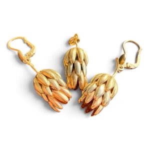 Conjunto Dije y Aretes de Oro 14K Italy 7.8 g | 3 Piezas
