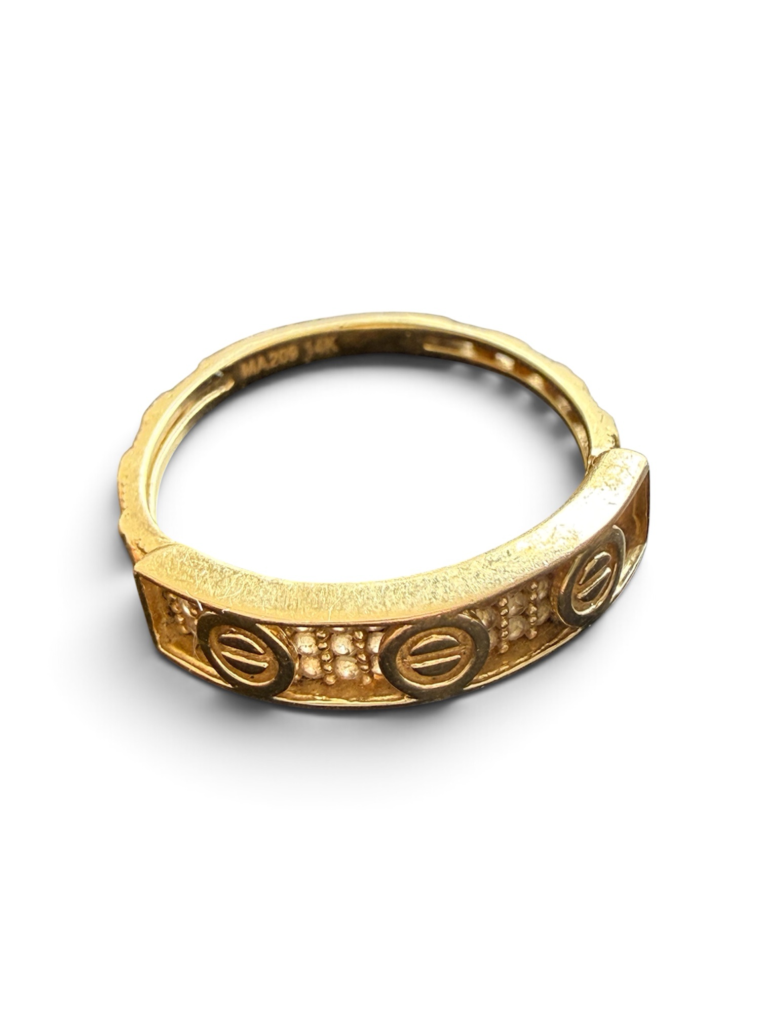Anillo de Oro 14K Talla #7.5 | 2.26 g | Diseño de Tornillos 2 Anillo de Oro 14K Talla #7.5 | 2.26 g | Diseño de Tornillos - Image 2
