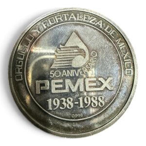 Medalla Plata .999 50 Aniversario 1938-1988 STPRM PEMEX | 46.8 g