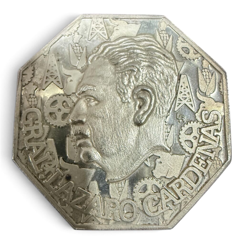 Inicio TodoPrecio.com 3 Medalla Heptagonal Plata .999 Lázaro Cárdenas STPRM PEMEX 1938-1984 | 48.52 g