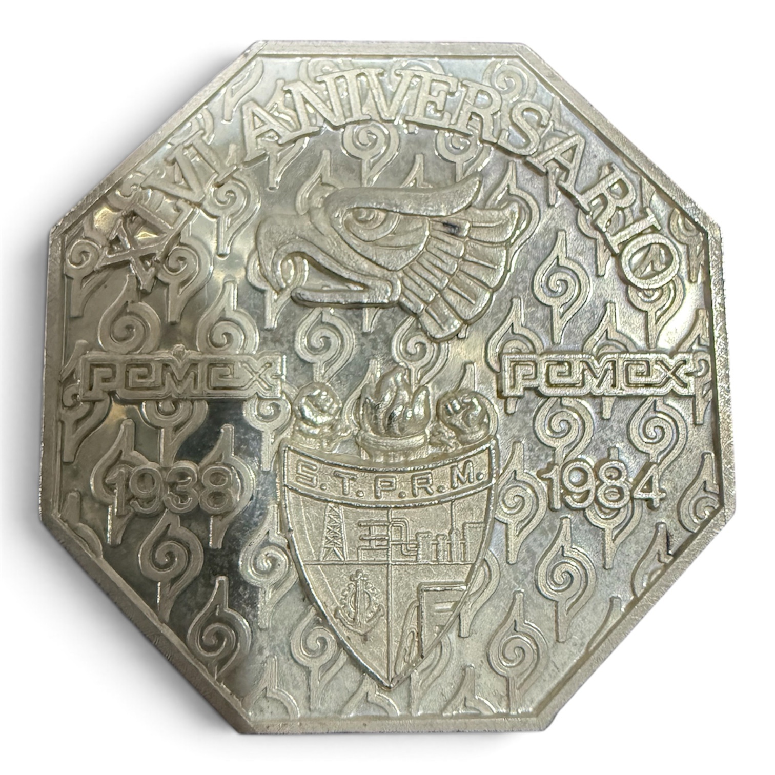Medalla Heptagonal Plata .999 Lázaro Cárdenas STPRM PEMEX 1938-1984 | 48.52 g 2 Medalla Heptagonal Plata .999 Lázaro Cárdenas STPRM PEMEX 1938-1984 | 48.52 g - Image 2