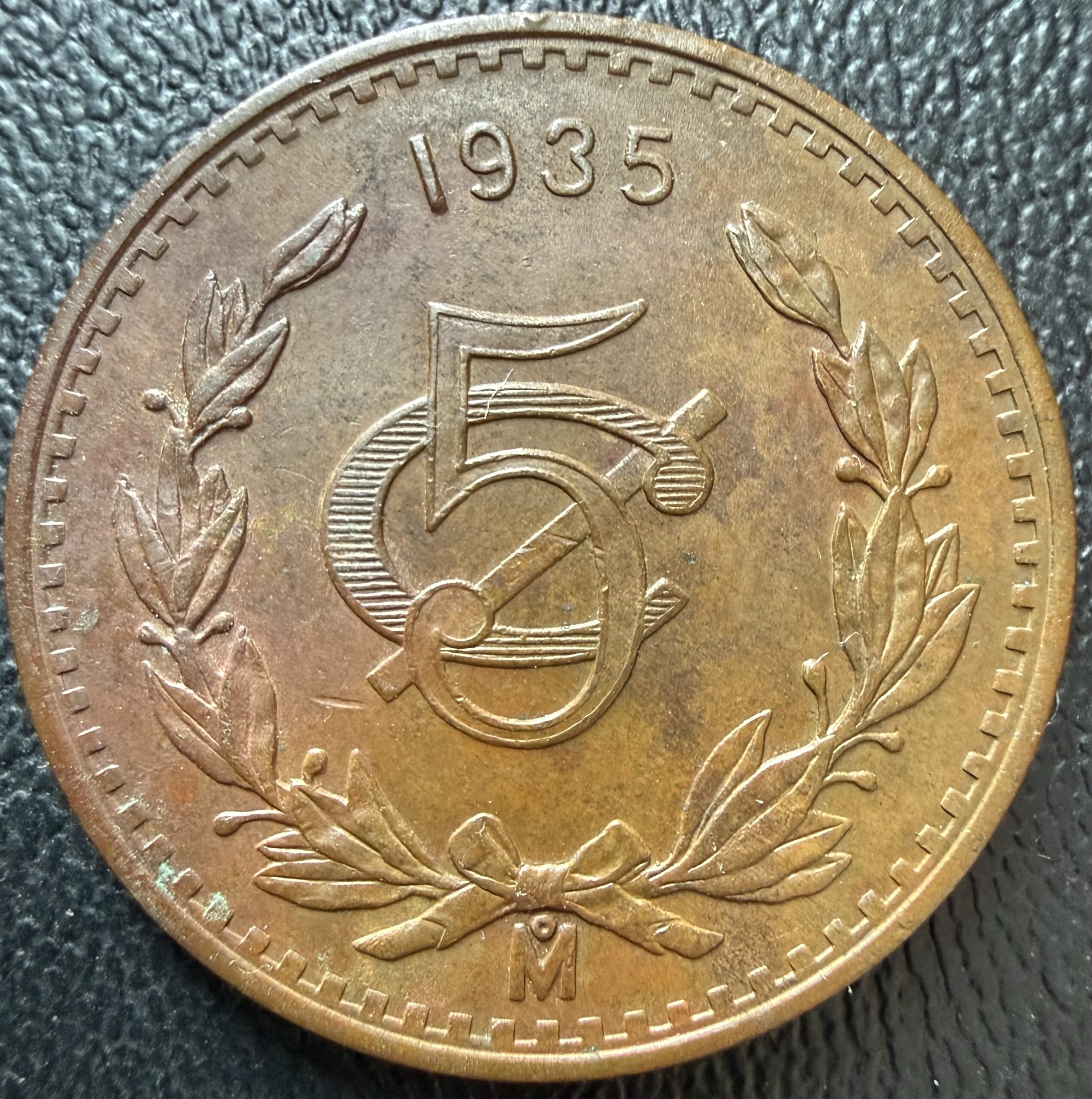 5 Centavos 1935 Monograma México Mo – Moneda de Bronce 1 5 Centavos 1935 Monograma México Mo – Moneda de Bronce