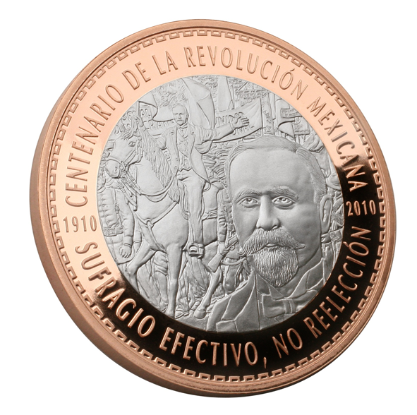 Bimetálica Bicentenario / Centenario 2010 de la Casa de Moneda de México UNC