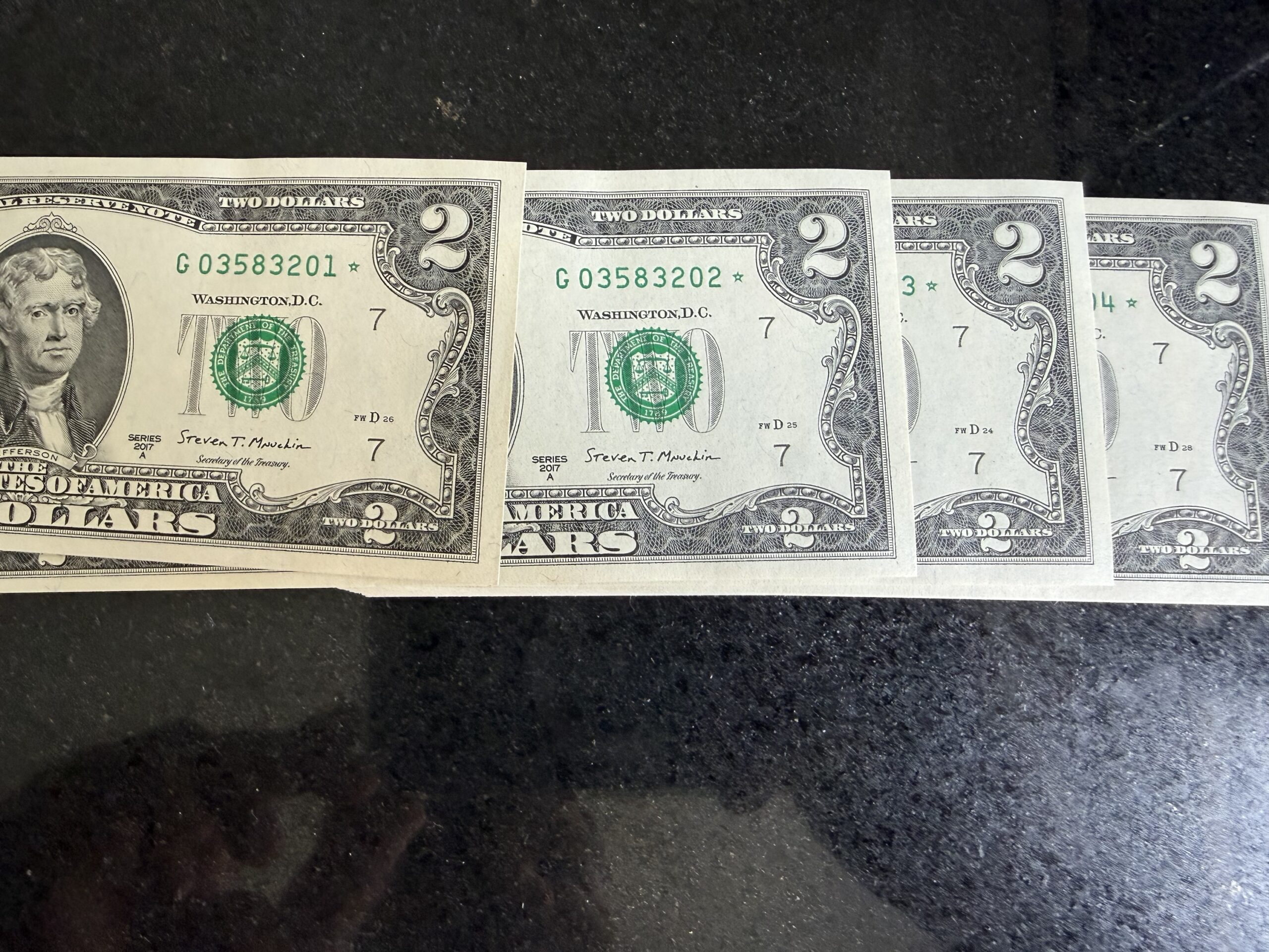 Fajilla 100 Billetes $2 Dólares 2017 Secuénciales con Estrella de Reposición UNC ★ 5 Fajilla 100 Billetes $2 Dólares 2017 Secuénciales con Estrella de Reposición UNC ★ - Imagen 5