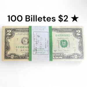 Fajilla 100 Billetes $2 Dólares 2017 Secuénciales con Estrella de Reposición UNC ★