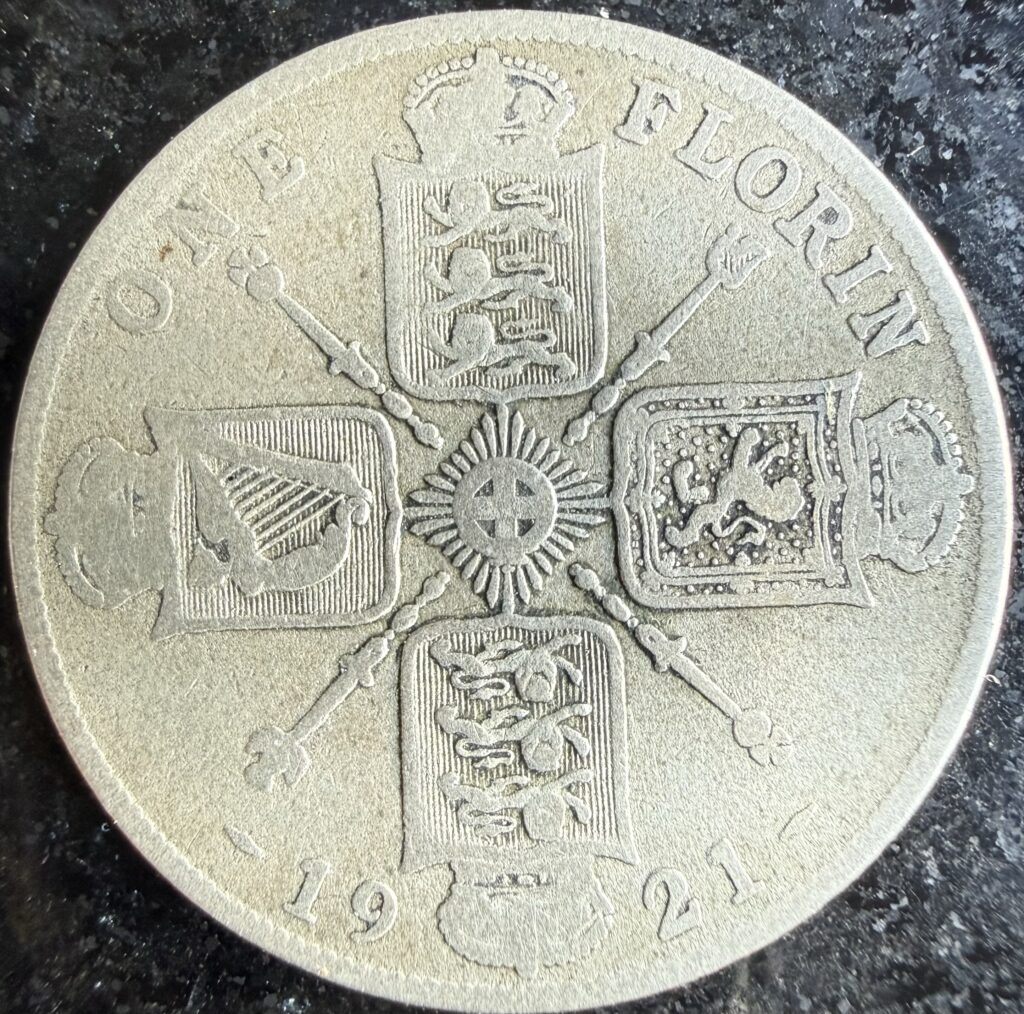 Inicio TodoPrecio.com 3 2 Chelines Florín 1921 · Jorge V · Plata .500 | Reino Unido
