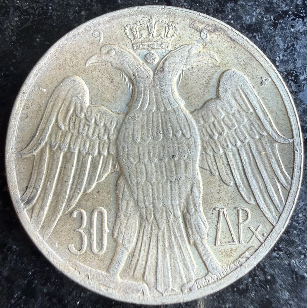 Inicio TodoPrecio.com 6 30 Dracmas 1964-B · Boda Real · Plata 0.835 | Grecia
