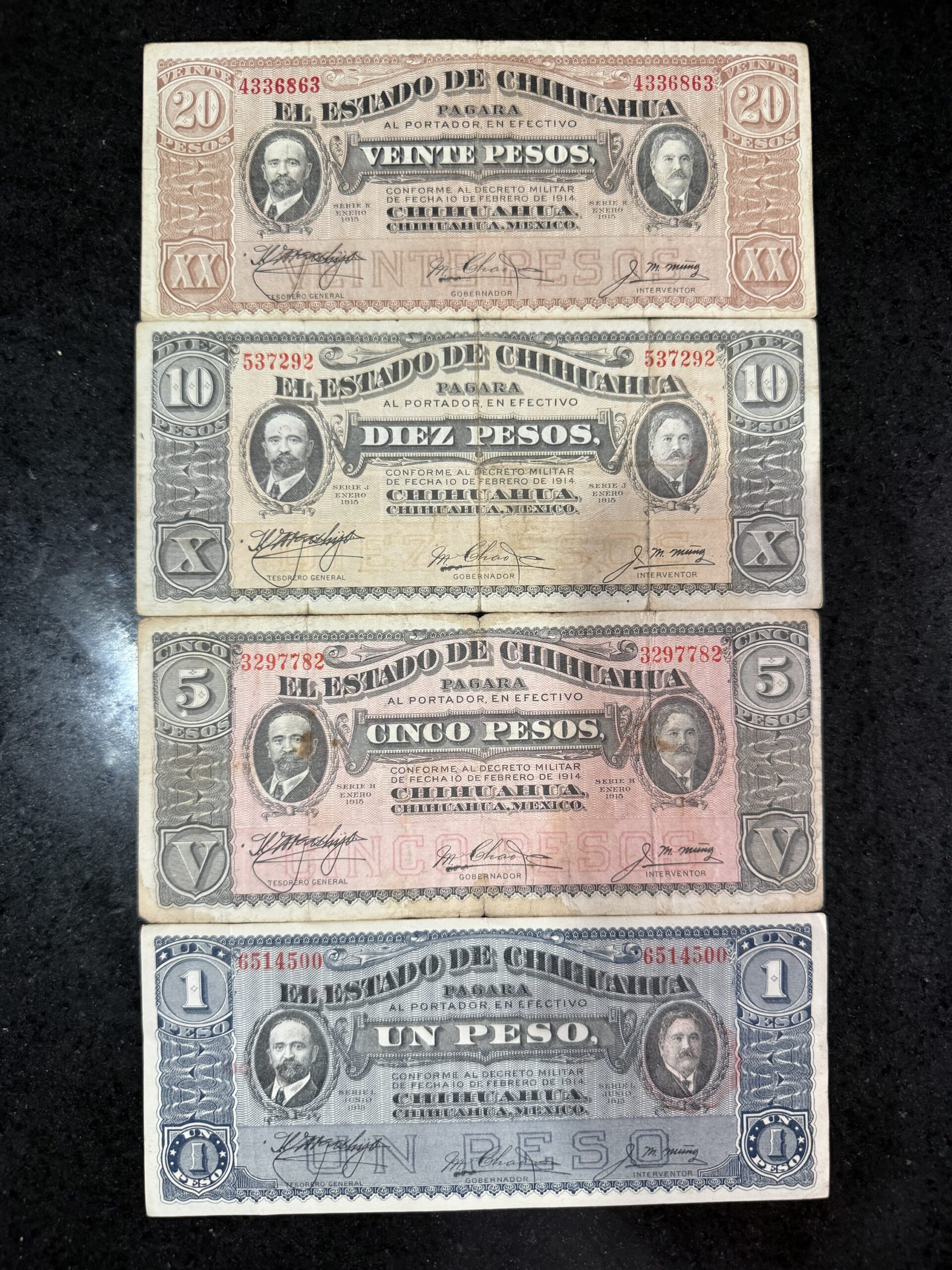 Serie Billetes Chihuahua 1914-1915 | Revolución Mexicana 1 Serie Billetes Chihuahua 1914-1915 | Revolución Mexicana