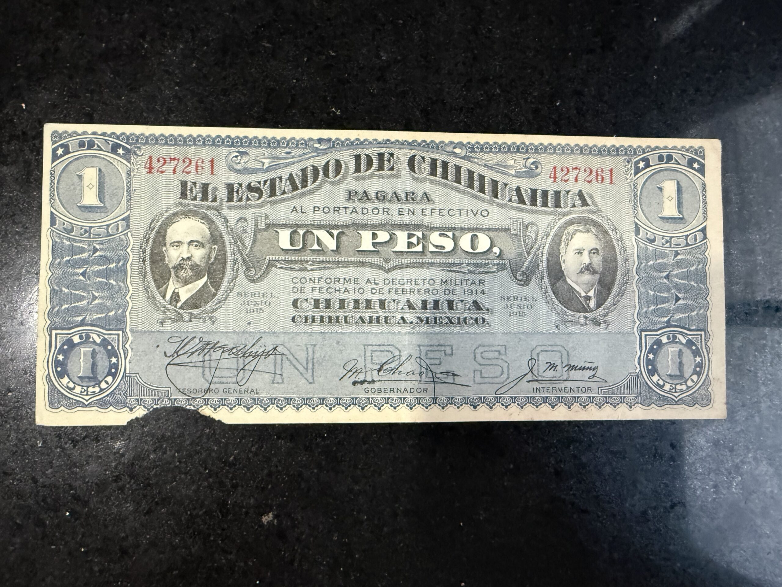 Billete 1 Peso Chihuahua 1915 Madero – Revolución Mexicana 1 Billete 1 Peso Chihuahua 1915 Madero – Revolución Mexicana