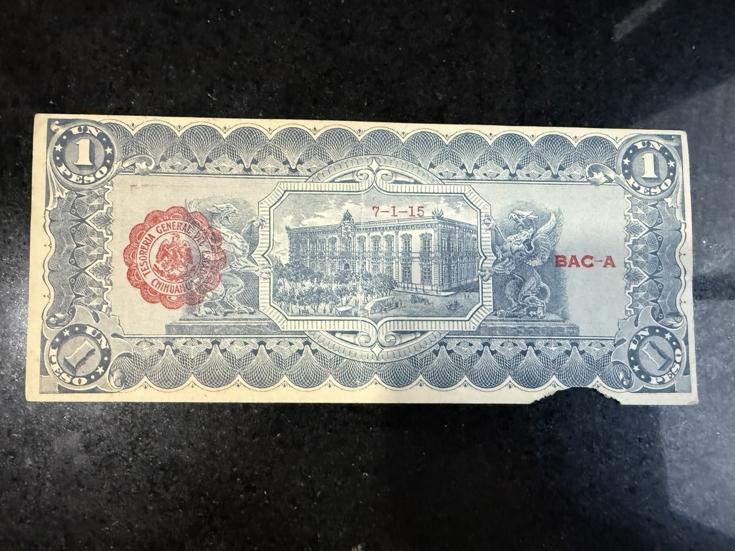 Billete 1 Peso Chihuahua 1915 Madero – Revolución Mexicana 2 Billete 1 Peso Chihuahua 1915 Madero – Revolución Mexicana - Imagen 2