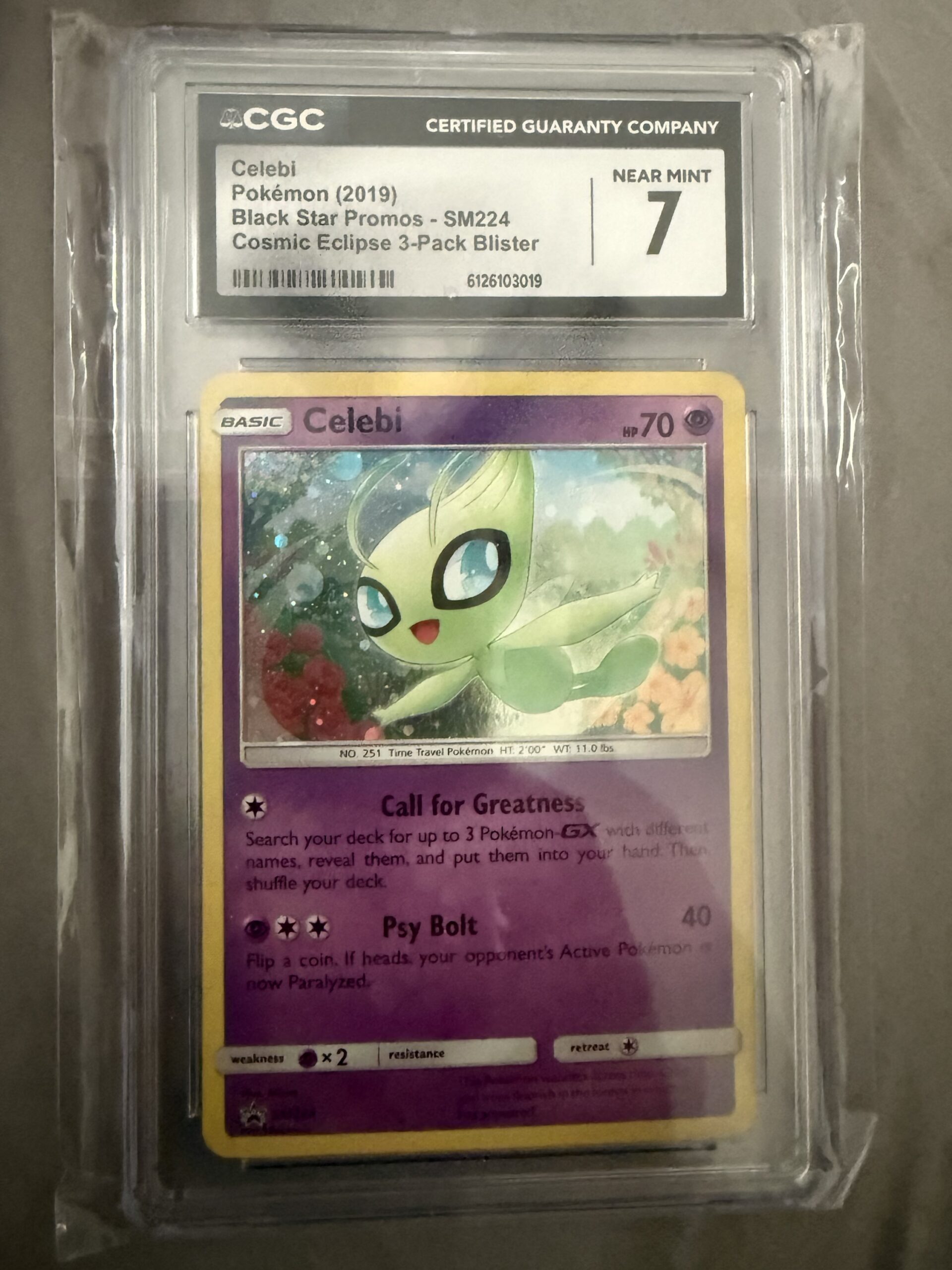 Celebi Pokémon 2019 Black Stars Promo SM224 CGC7 3 Celebi Pokémon 2019 Black Stars Promo SM224 CGC7 - Imagen 3