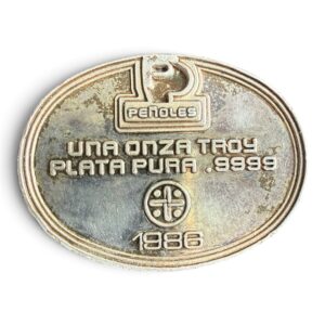 1 Oz Óvalo Plata Pura .9999 Peñoles 1986