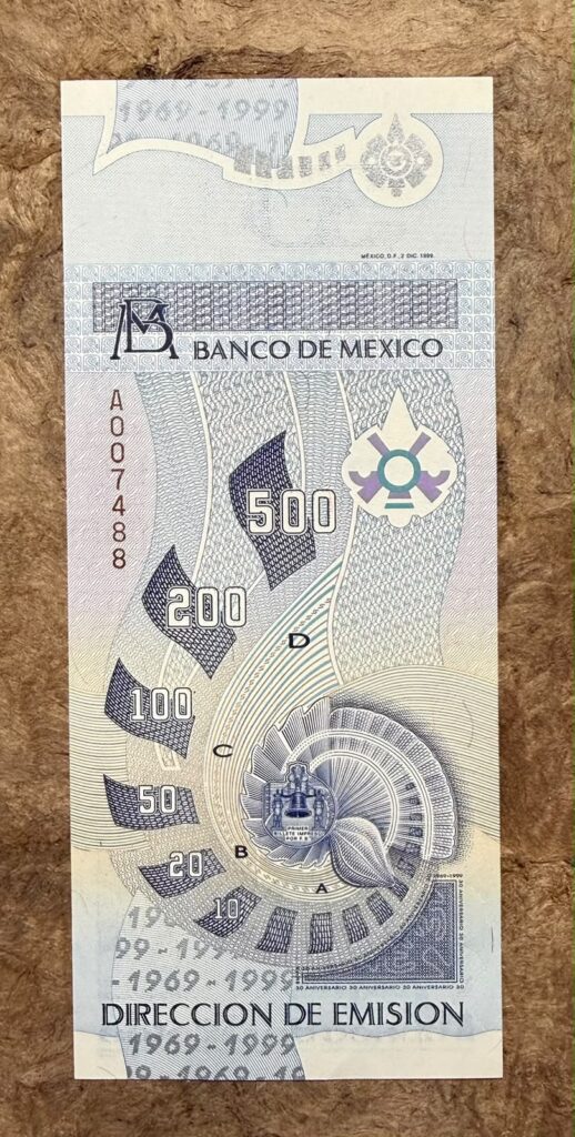 Billete Espécimen Banco de México 30 Aniversario 1969-1999 Fábrica de Billetes