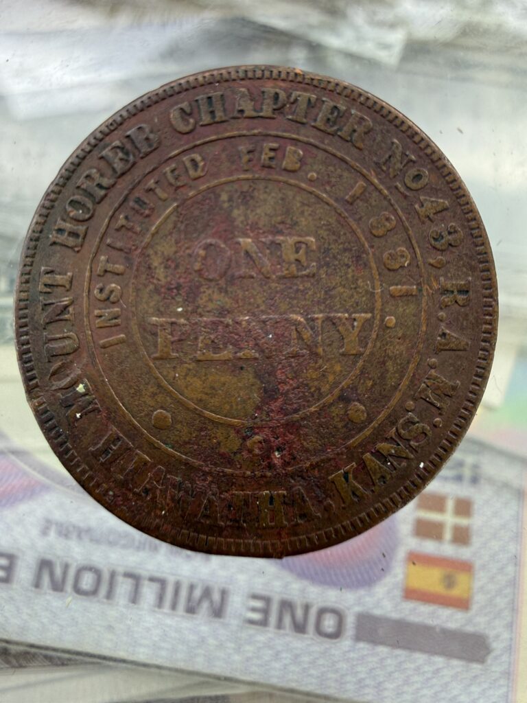 Inicio TodoPrecio.com 2 1 Penny 1881 Mount Horeb Chapter No. 43 Masonic Hiawatha Kansas | Moneda Masónica