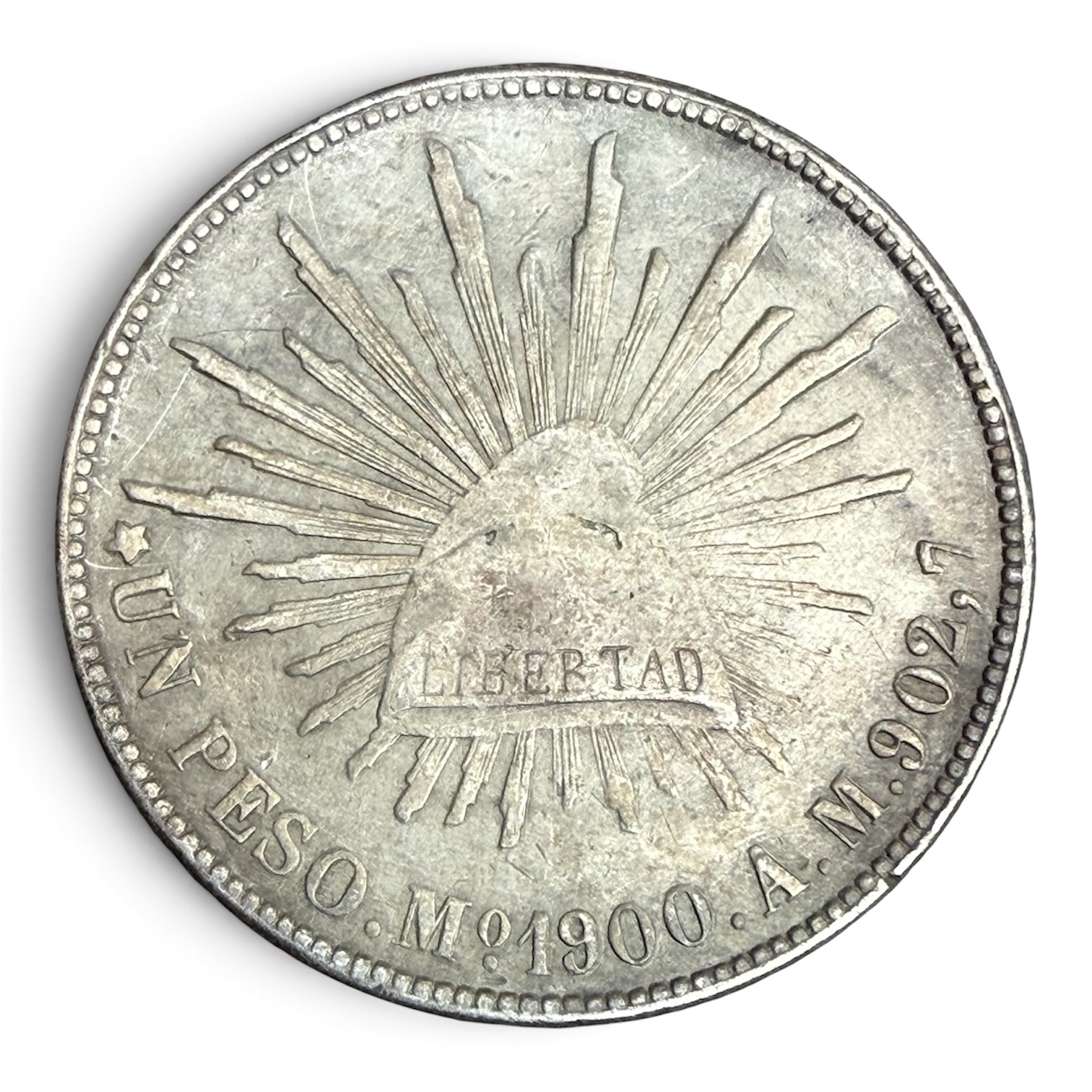 1 Peso 1900 Plata 0.9027 Mo. México Gorro Frigio Libertad | Porfirio Díaz 1 1 Peso 1900 Plata 0.9027 Mo. México Gorro Frigio Libertad | Porfirio Díaz